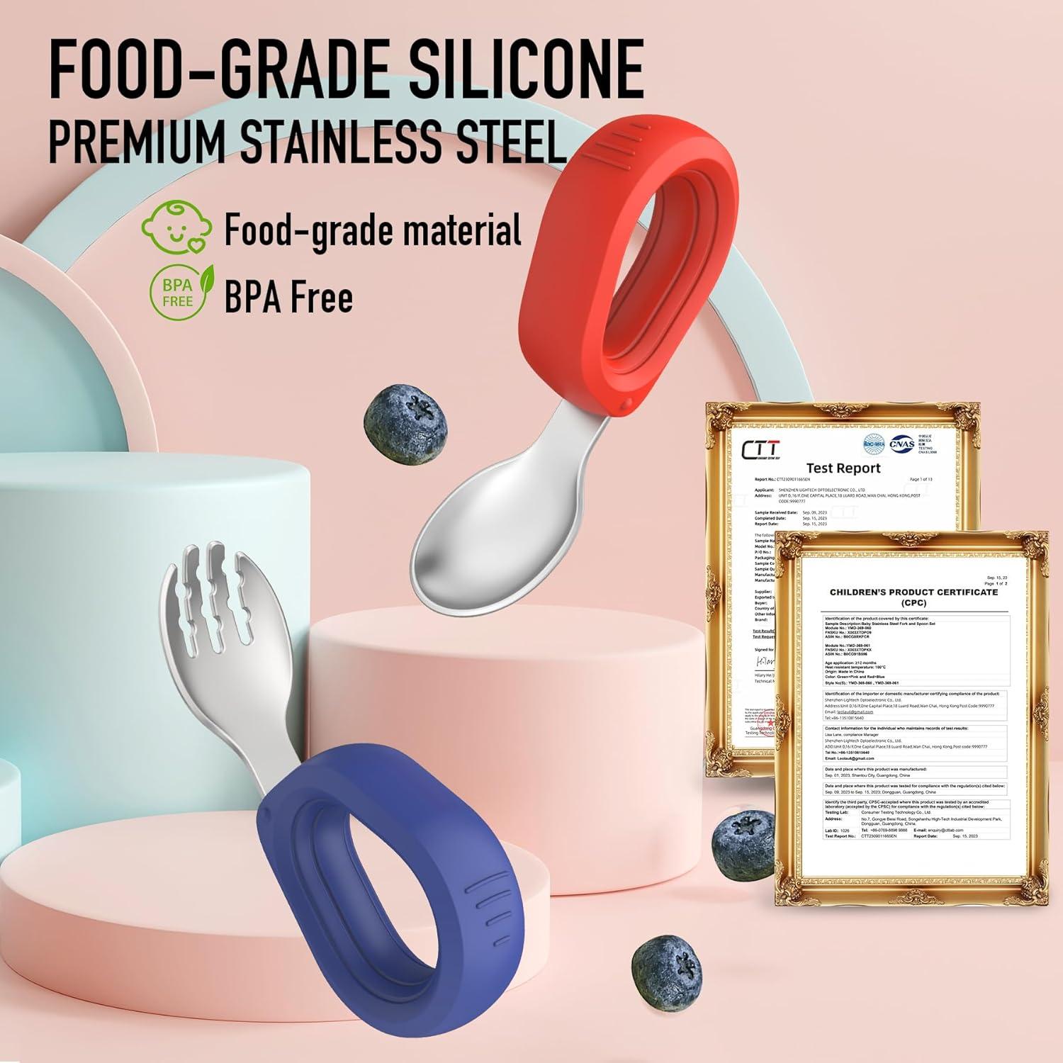 Juego de Cubiertos para Niños Yimido - Tenedor y Cuchara Acero Inoxidable