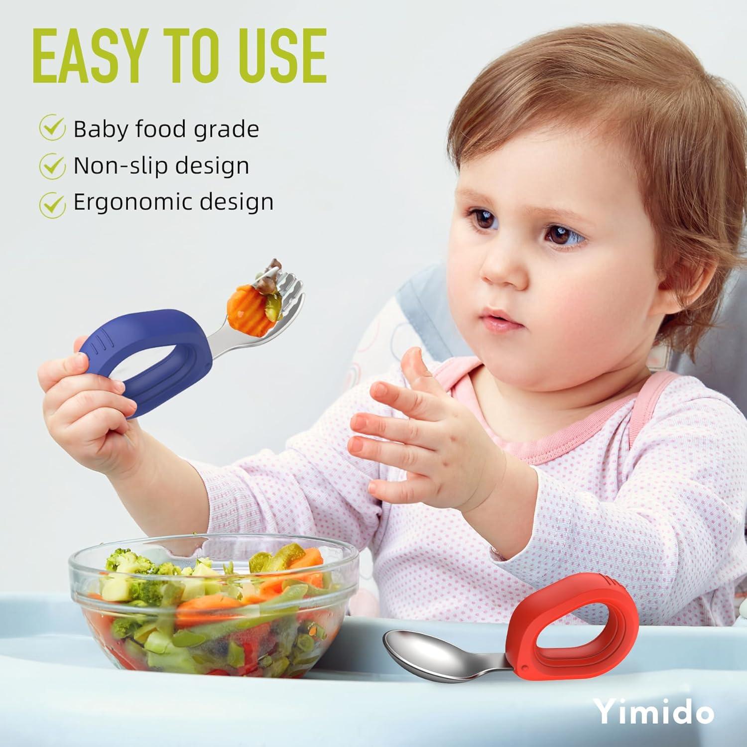 Juego de Cubiertos para Niños Yimido - Tenedor y Cuchara Acero Inoxidable