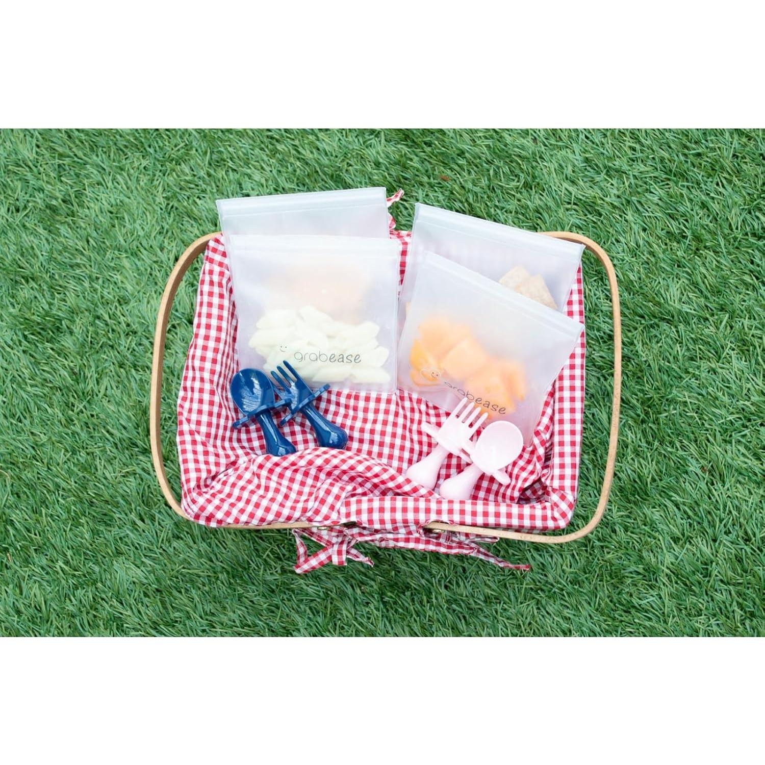 Juego de Cubiertos Grabease para Bebés - Cuchara y Tenedor Gris