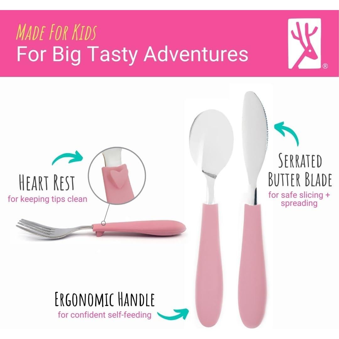 Cubiertos para Niños Elk y Amigos - 6 Piezas con Mango de Silicona