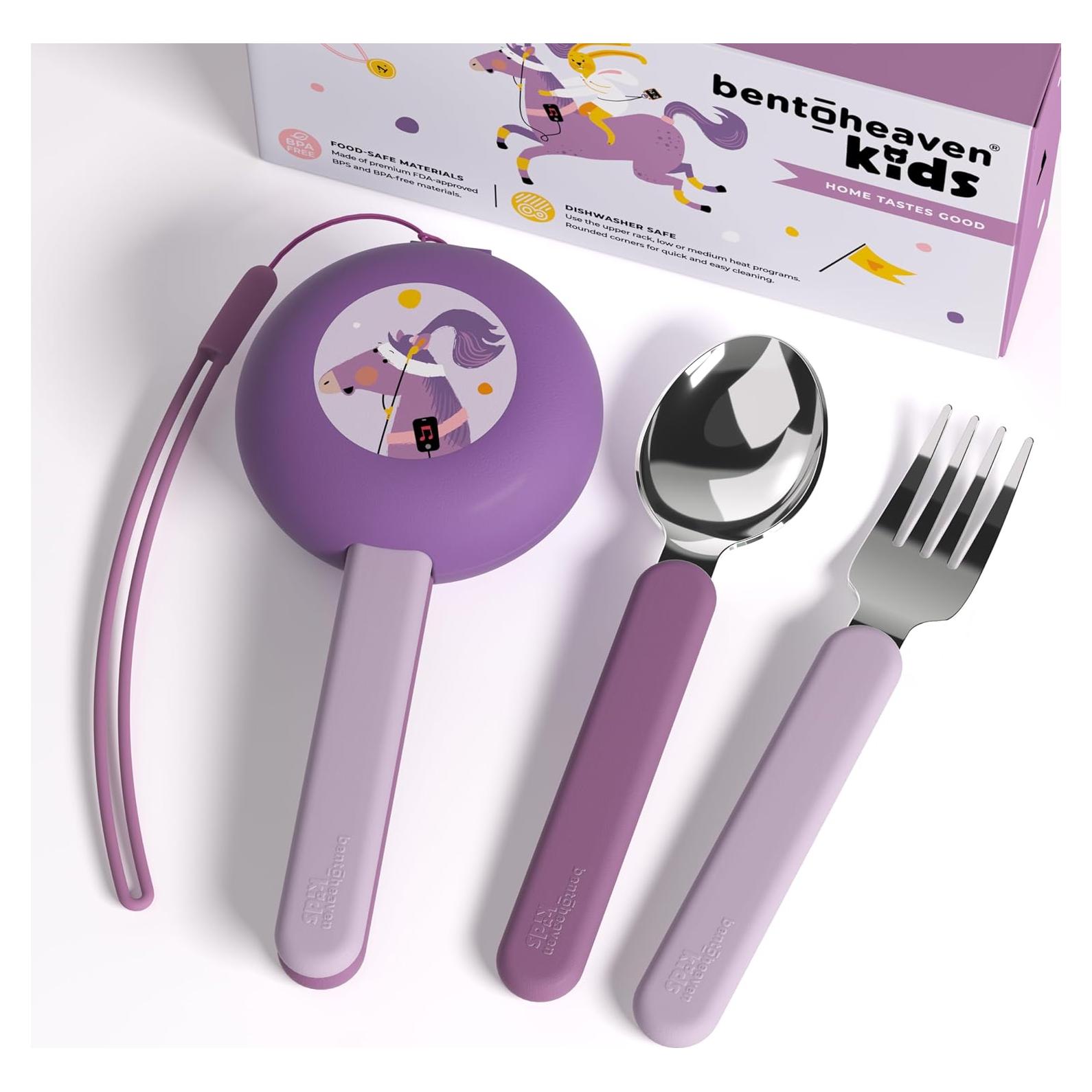 Utensilios de Viaje para Niños Bentoheaven - Acero Inoxidable y Estuche