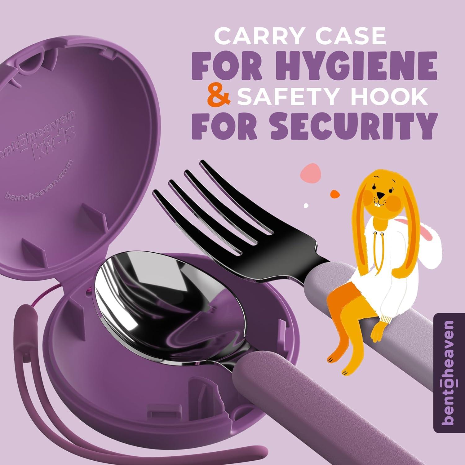 Utensilios de Viaje para Niños Bentoheaven - Acero Inoxidable y Estuche