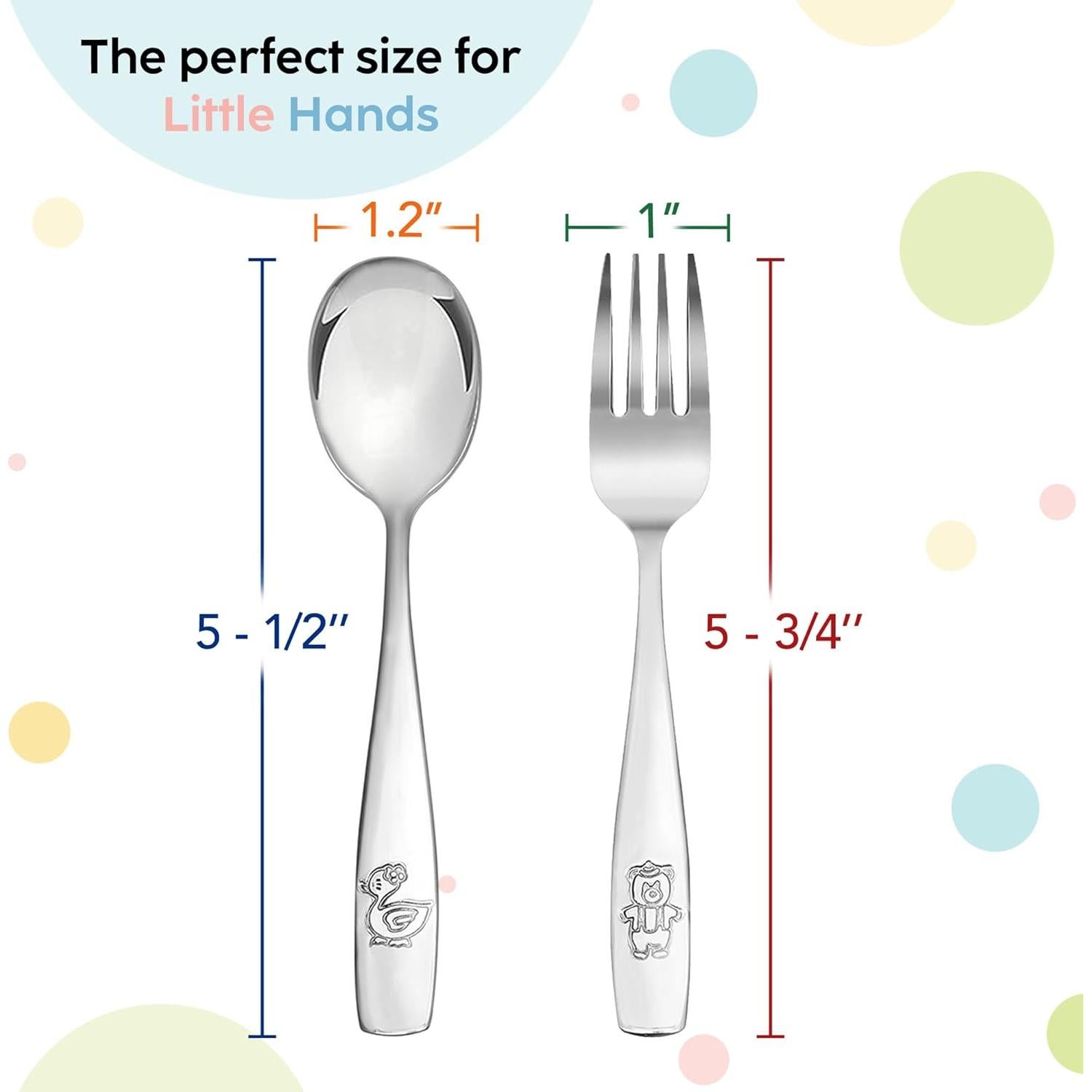 Juego de Cubiertos de Acero Inoxidable Plaskidy para Niños 10 Piezas