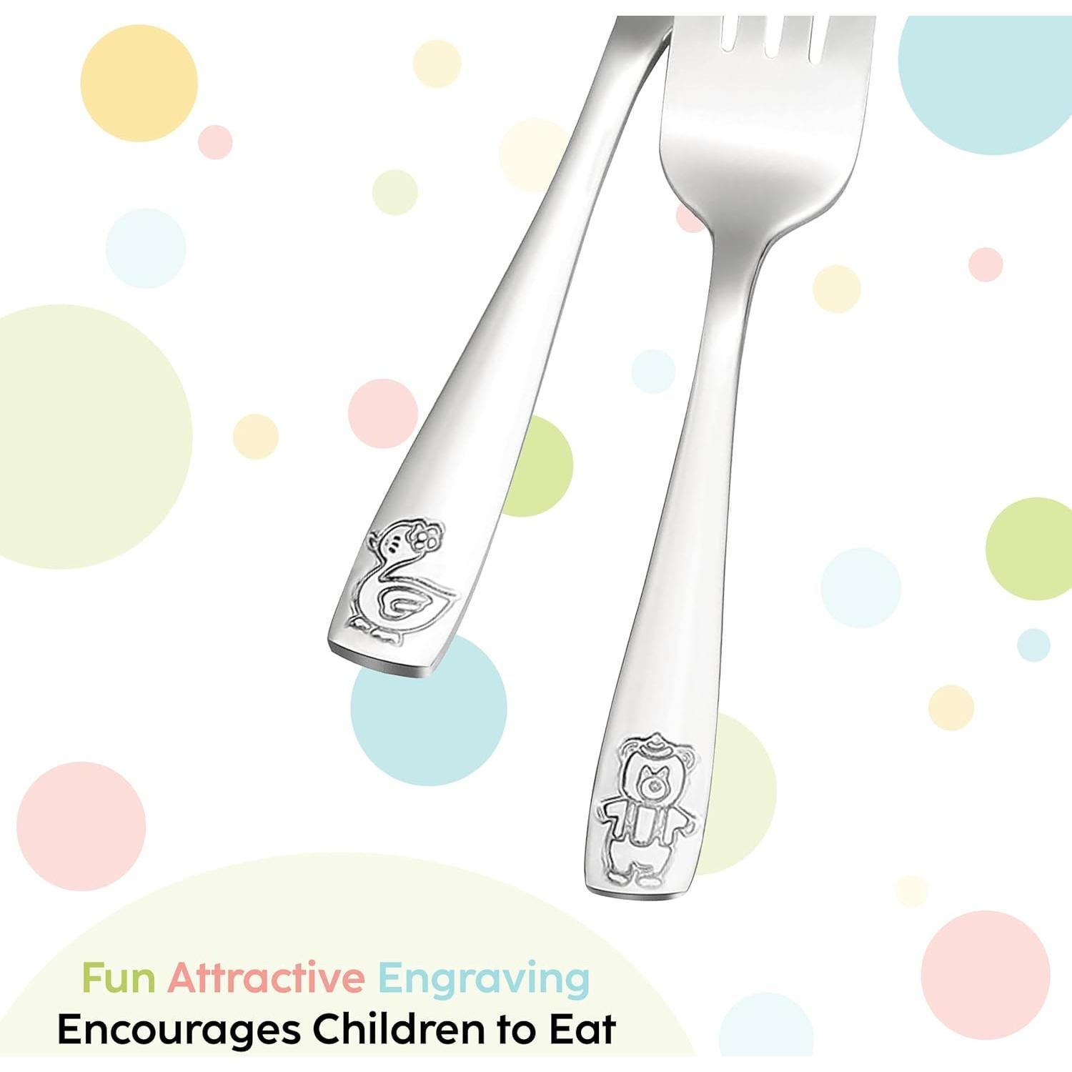 Juego de Cubiertos de Acero Inoxidable Plaskidy para Niños 10 Piezas