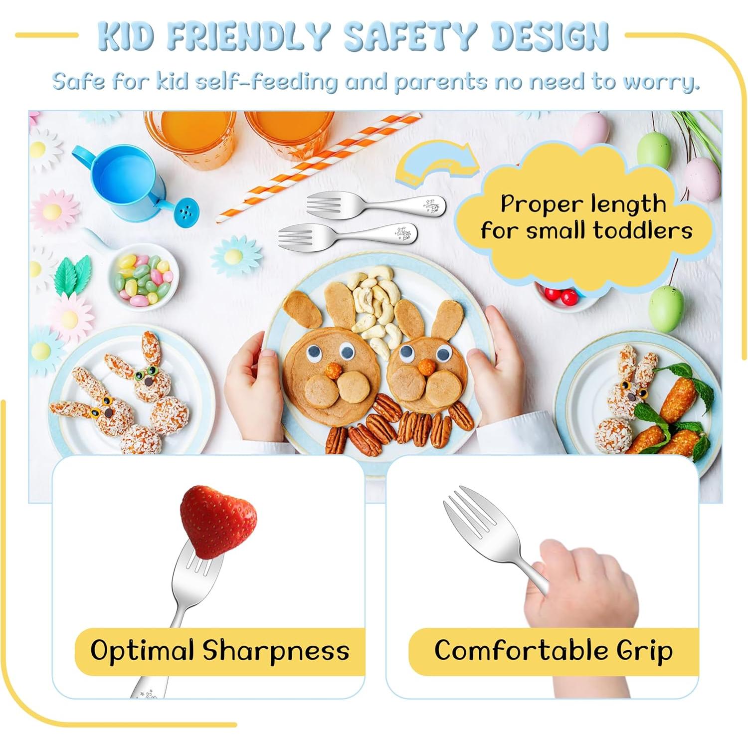 Juego de 6 Tenedores para Niños TeamFar - Acero Inoxidable Seguro