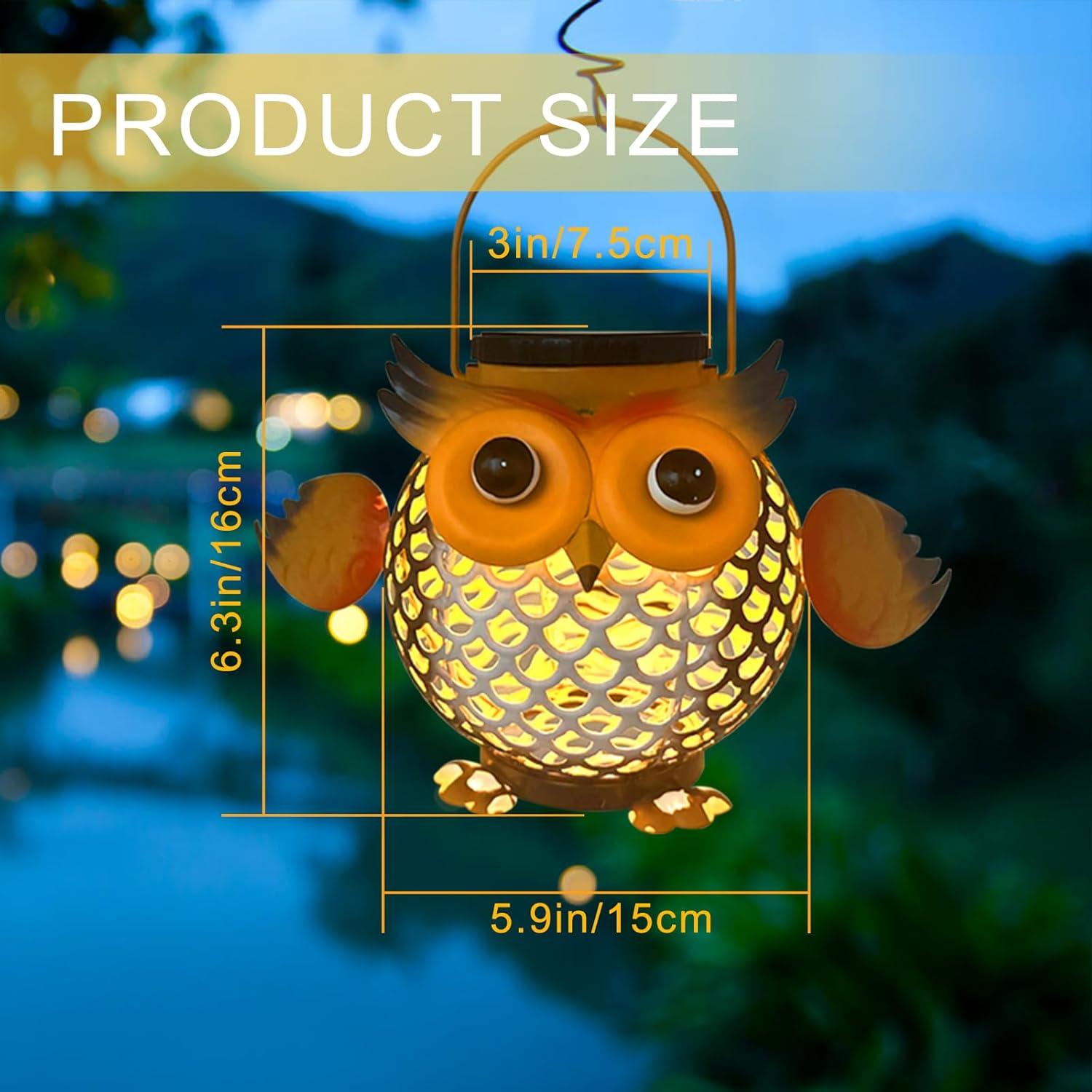 Paquete de 2 Linternas Solares Impermeables Búho Metal 31.5cm