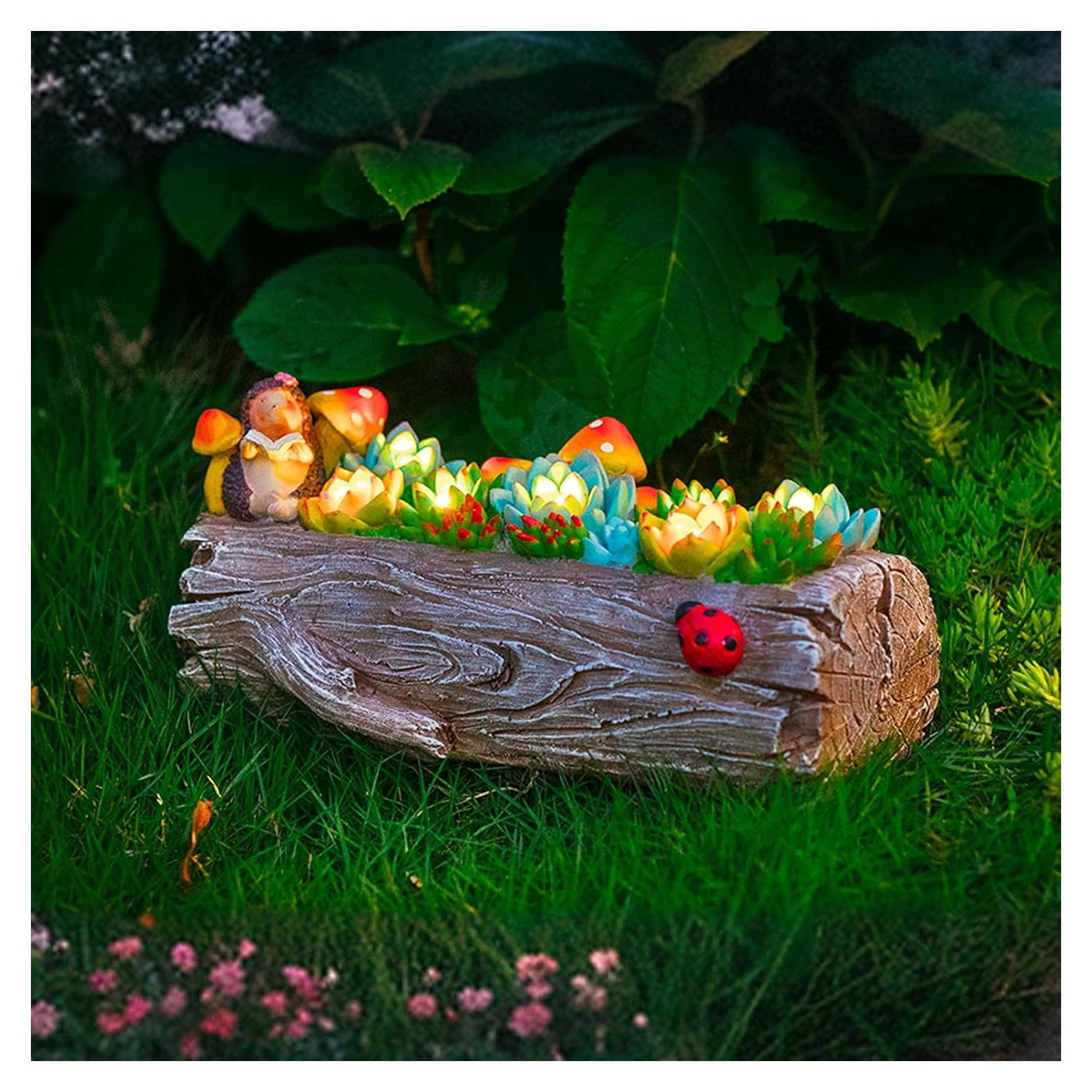 Luz Solar de Jardín ZQQLITE - Suculenta en Toco 25.4 cm