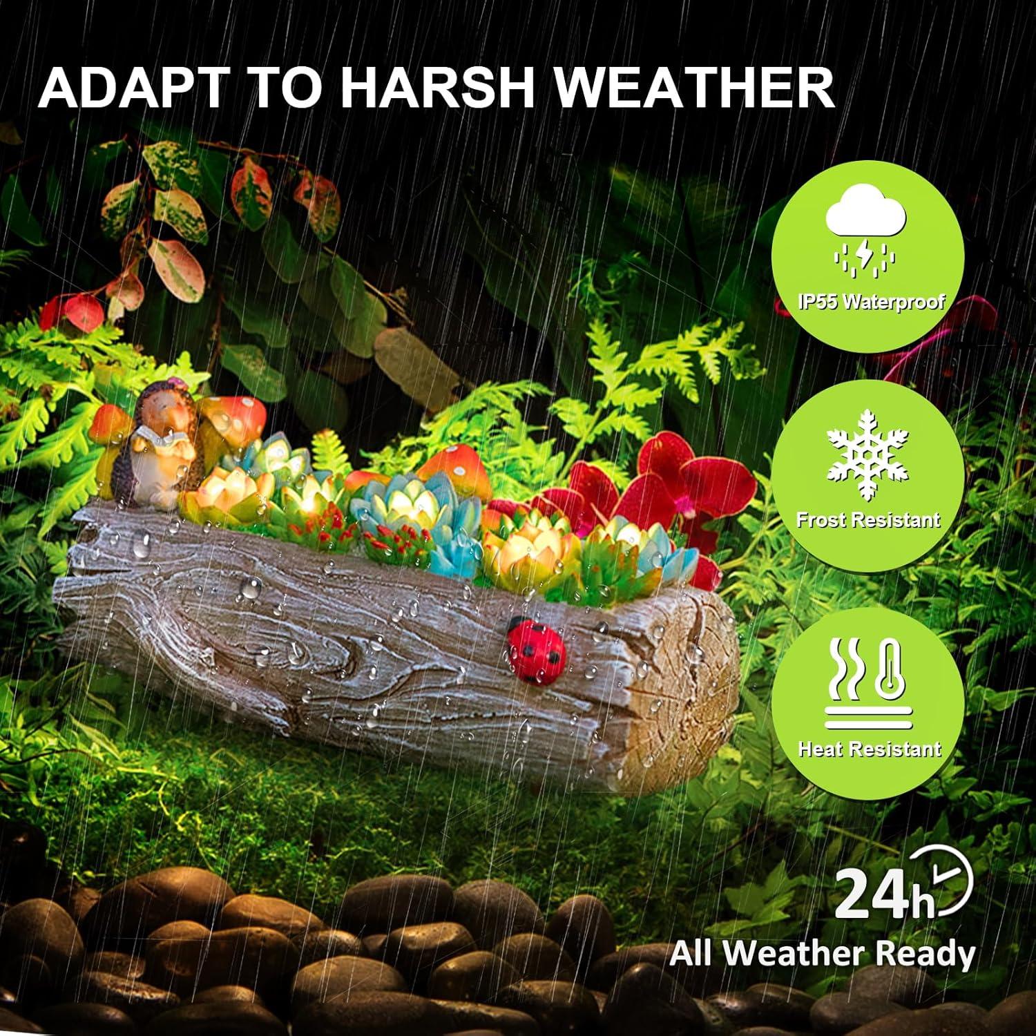 Luz Solar de Jardín ZQQLITE - Suculenta en Toco 25.4 cm