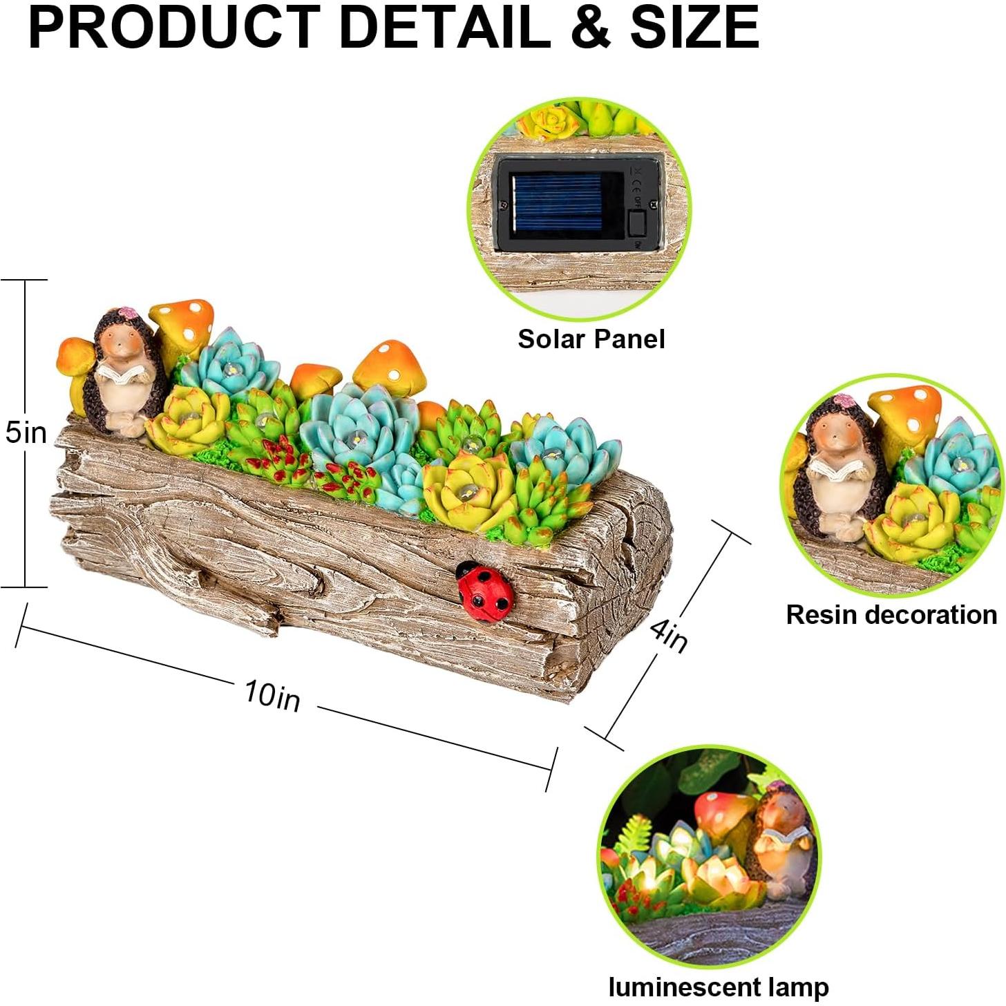 Luz Solar de Jardín ZQQLITE - Suculenta en Toco 25.4 cm