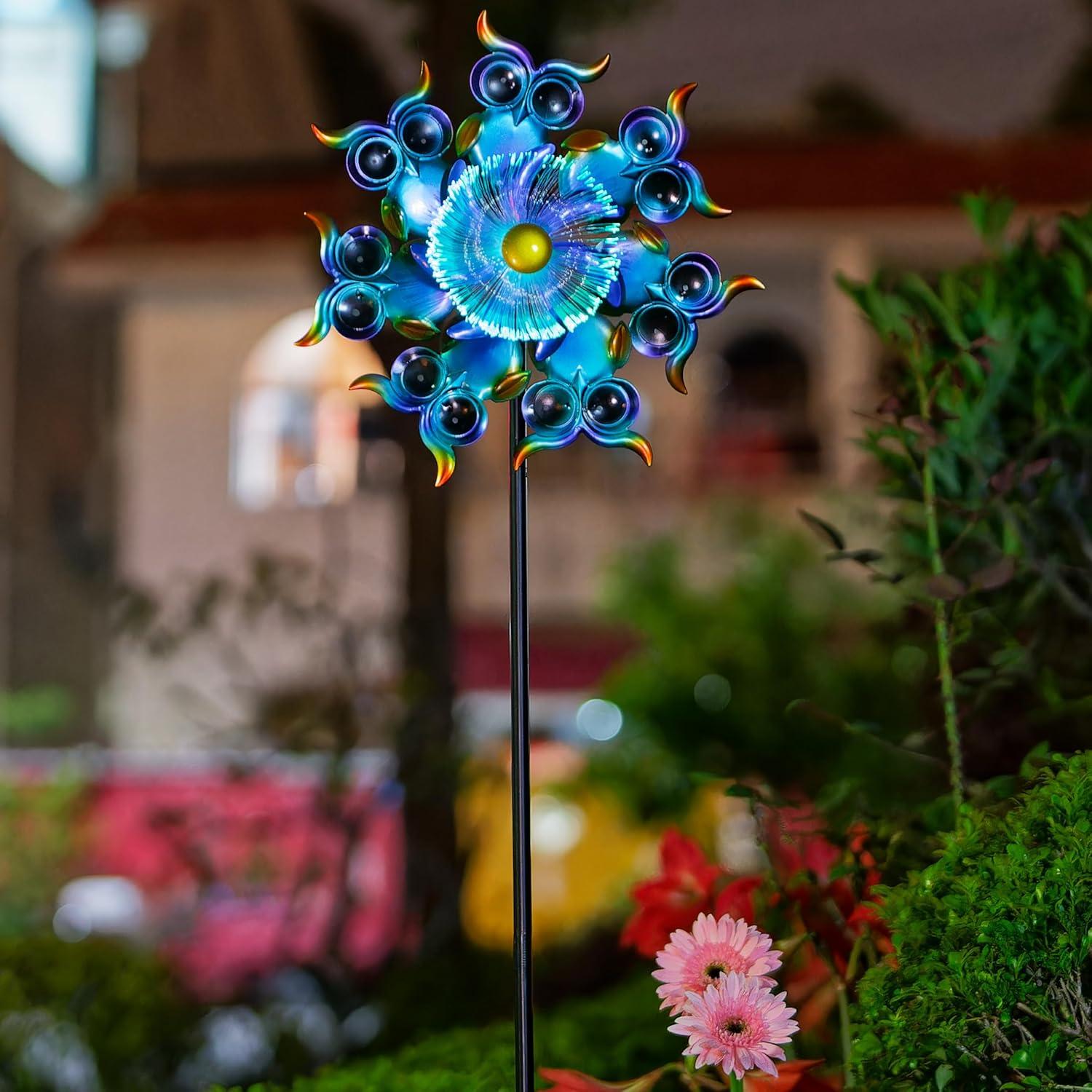 Molino de Viento Solar GIBMIDSER con Luz LED 130 cm Búhos