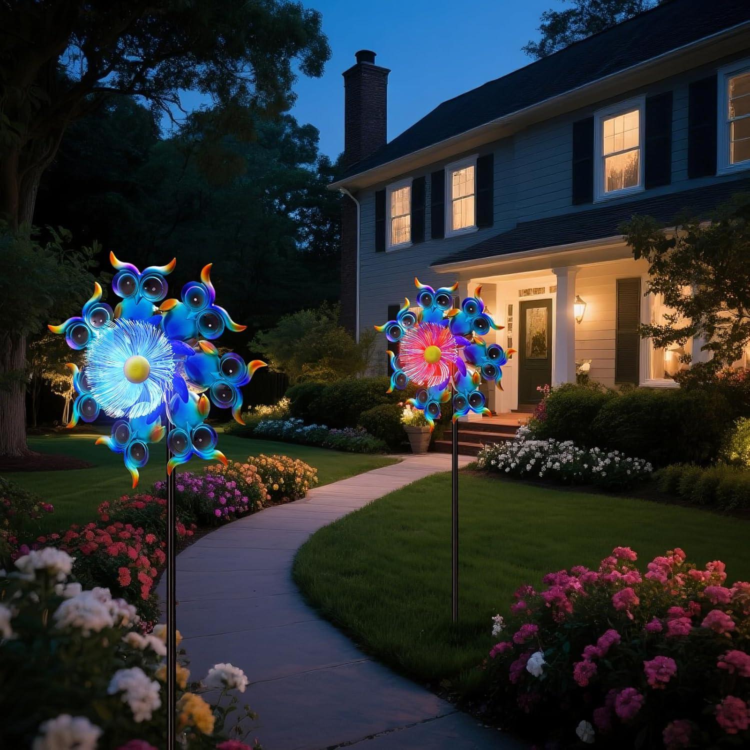 Molino de Viento Solar GIBMIDSER con Luz LED 130 cm Búhos