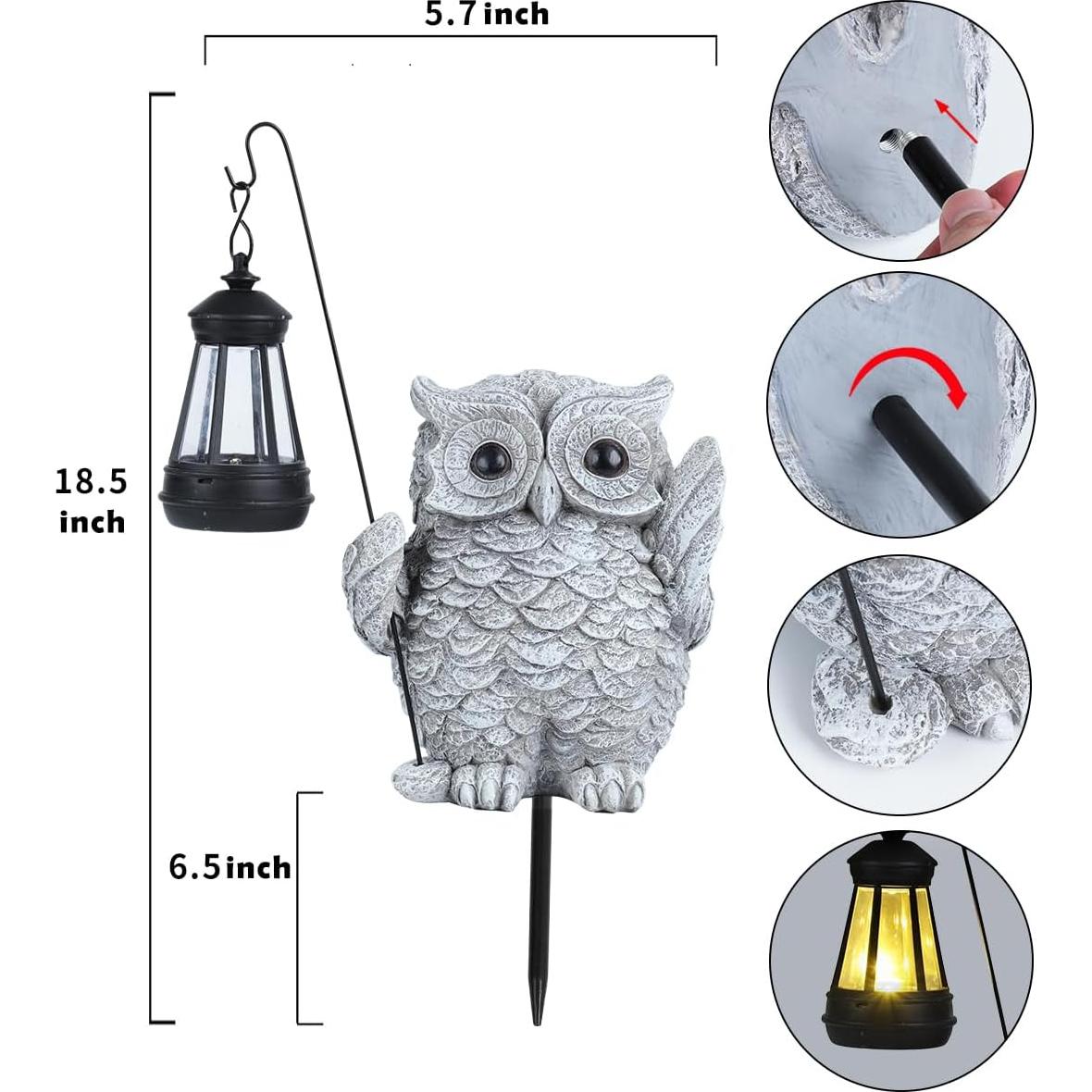 Estatua de Búho Solar para Jardín QZWHLSM 12.95x14.99cm