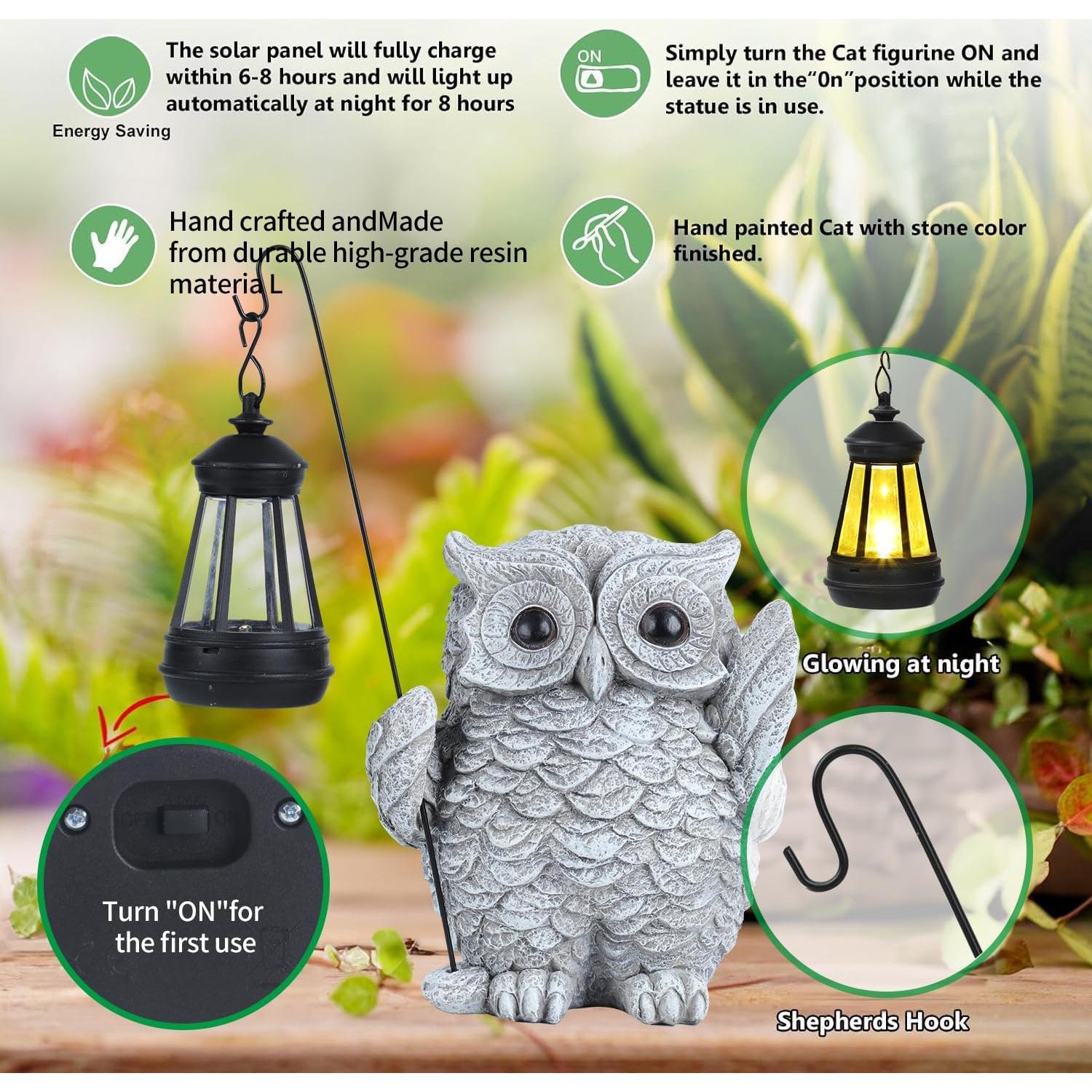 Estatua de Búho Solar para Jardín QZWHLSM 12.95x14.99cm