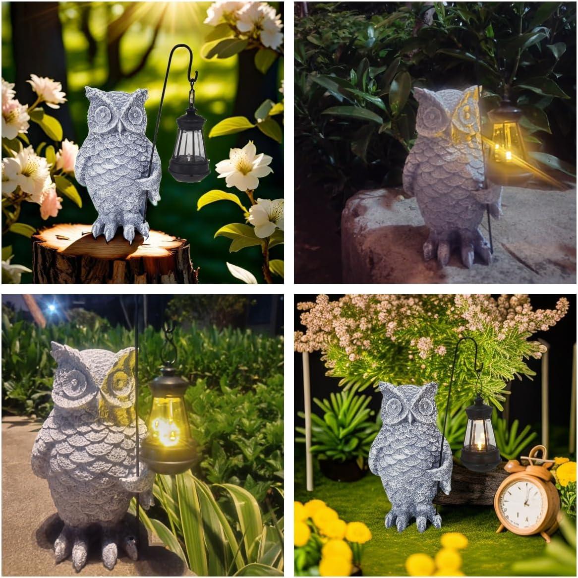 Estatua de Búho de Jardín ILYISFMTY con Luz Solar 21.6cm