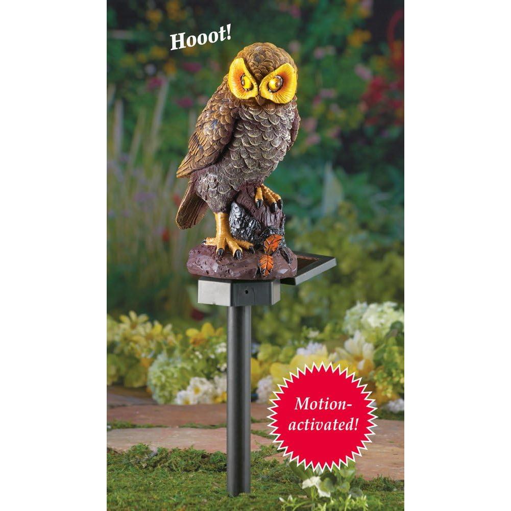 Búho Solar de Jardín con Sonido - Resina 47.6 cm