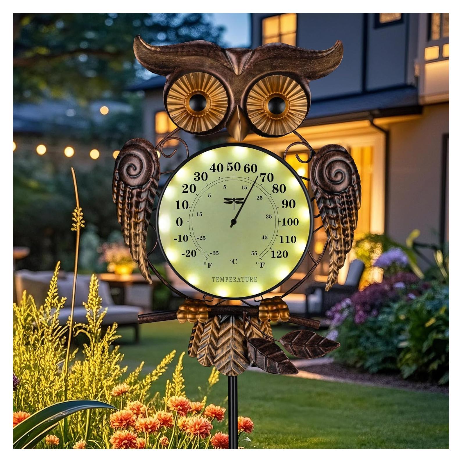 Termómetro Solar de Búho 6.1" para Jardín y Exterior