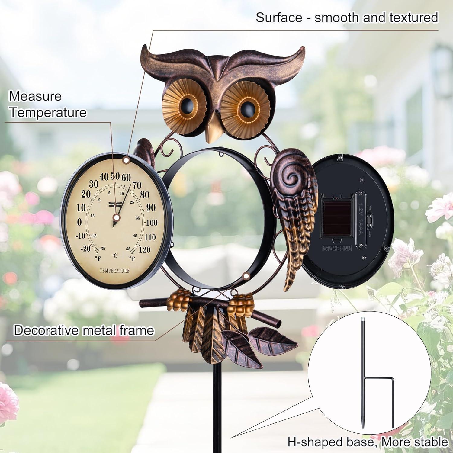 Termómetro Solar de Búho 6.1" para Jardín y Exterior
