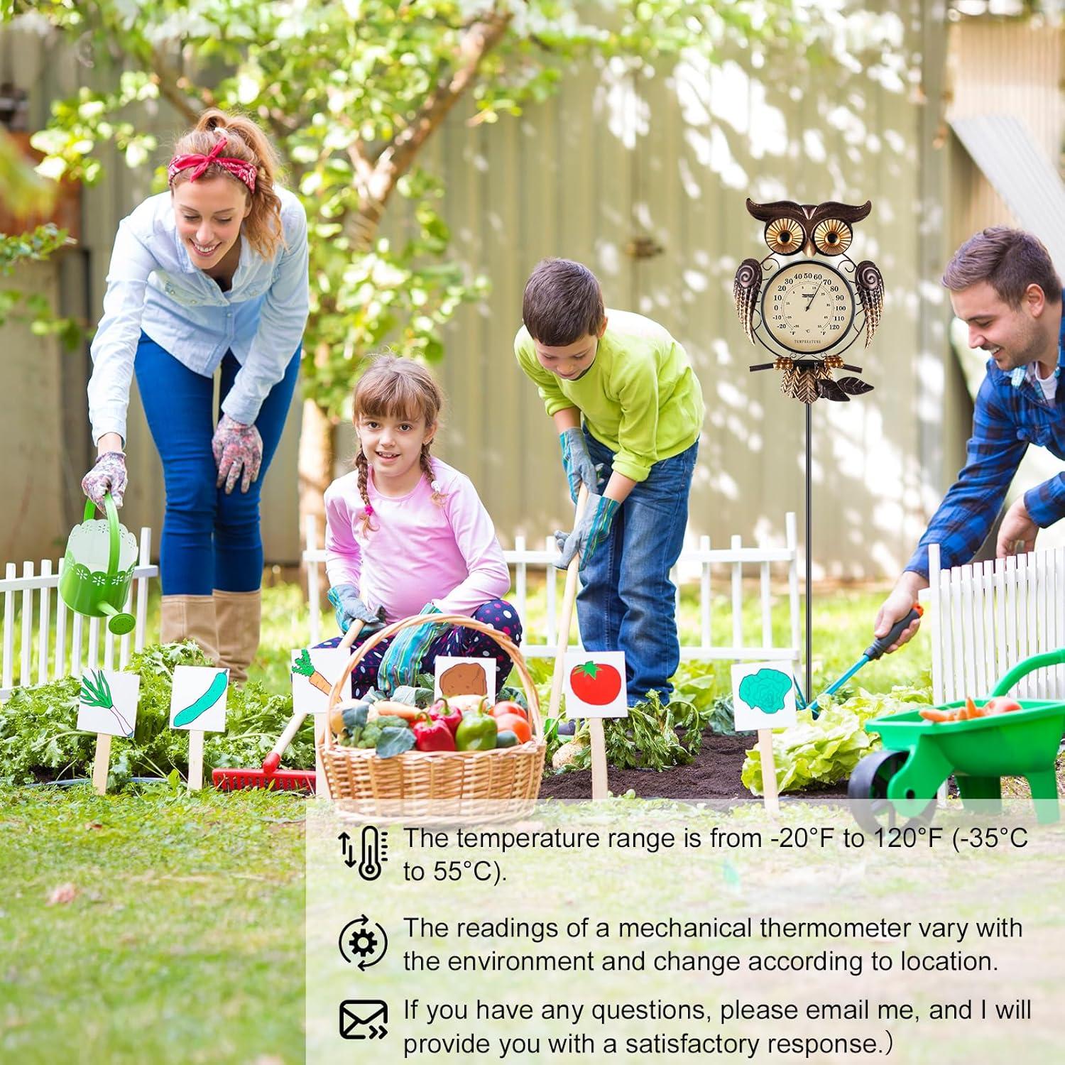 Termómetro Solar de Búho 6.1" para Jardín y Exterior