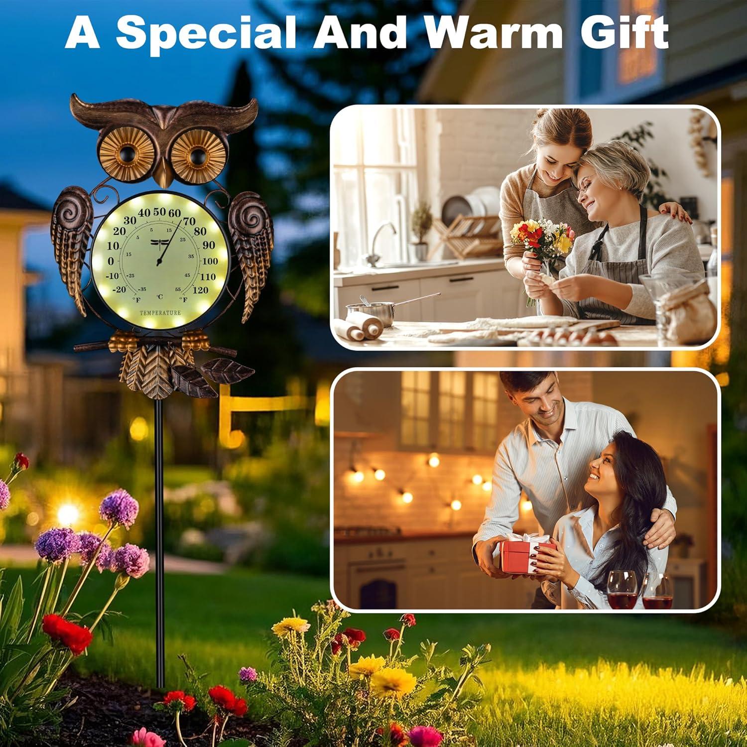 Termómetro Solar de Búho 6.1" para Jardín y Exterior