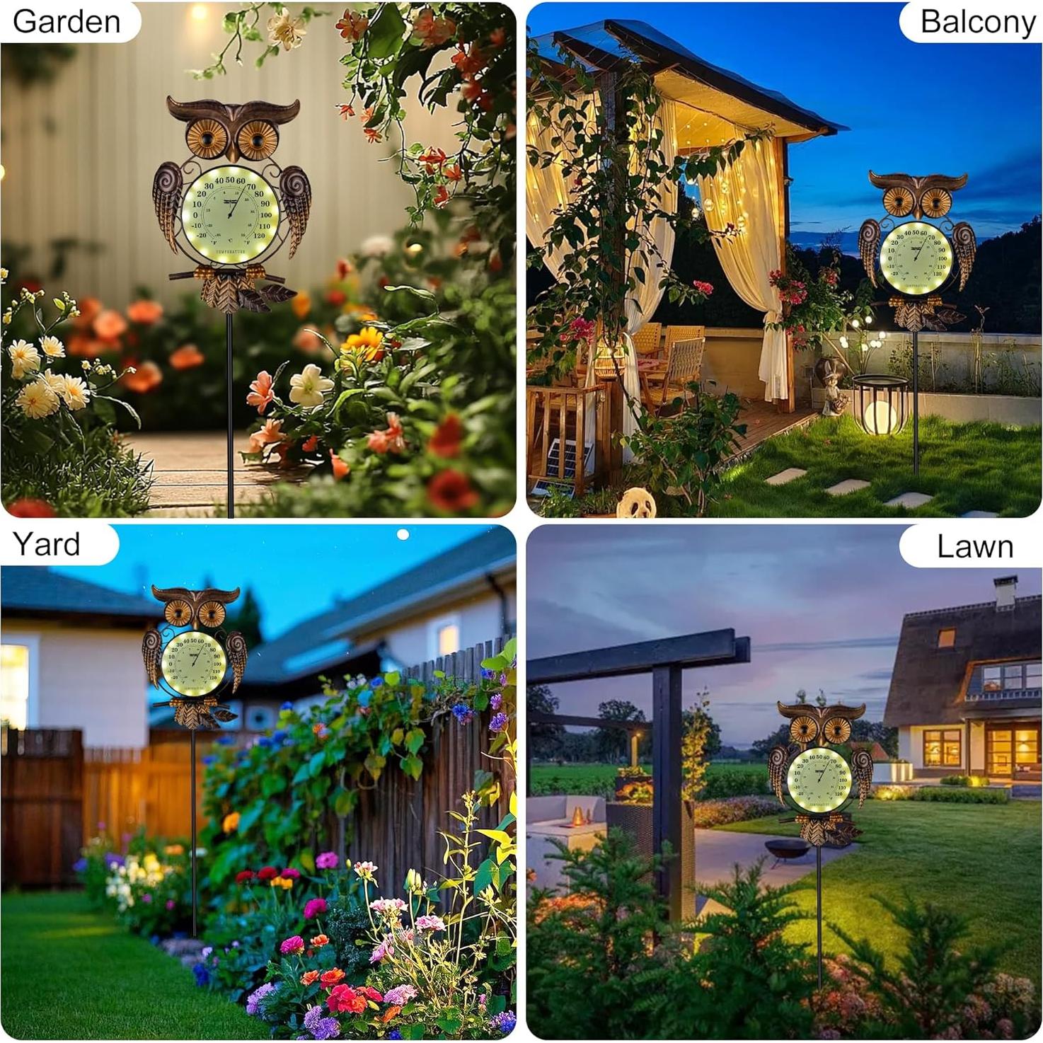 Termómetro Solar de Búho 6.1" para Jardín y Exterior