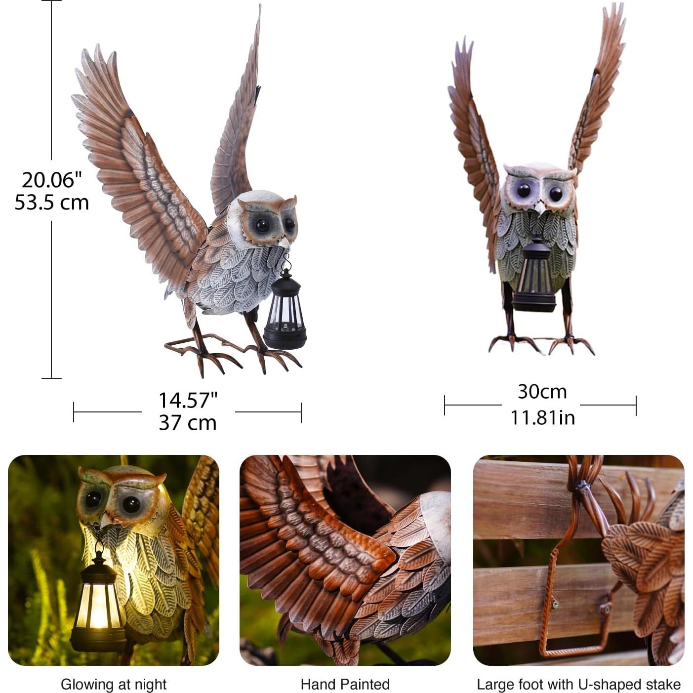 Estatua de Búho de Jardín Goodeco con Linterna Solar 53 cm