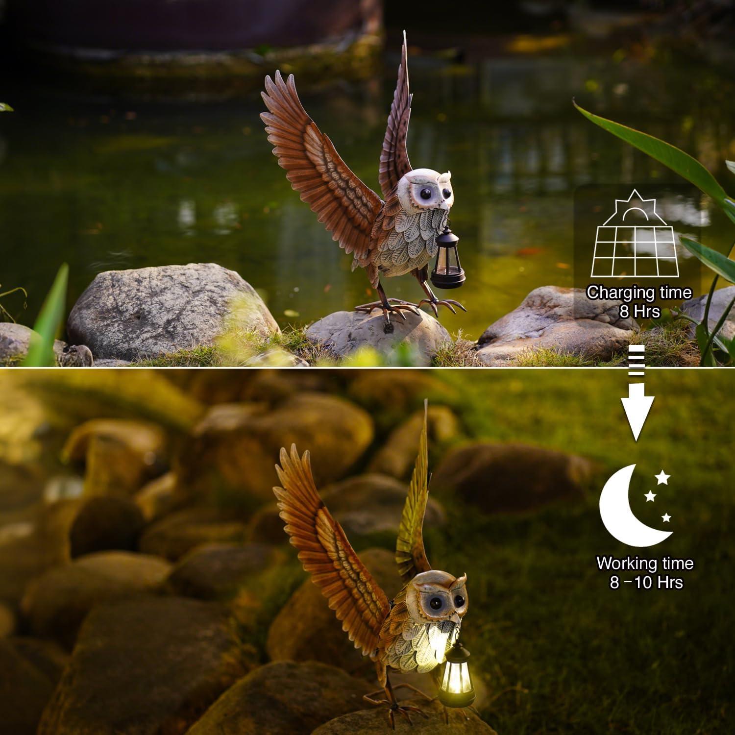 Estatua de Búho de Jardín Goodeco con Linterna Solar 53 cm