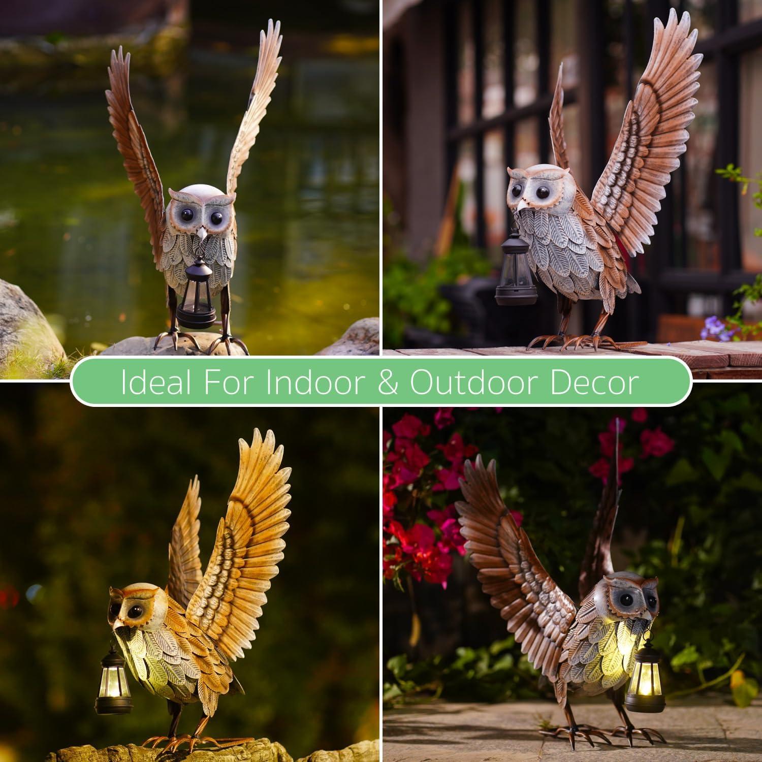 Estatua de Búho de Jardín Goodeco con Linterna Solar 53 cm