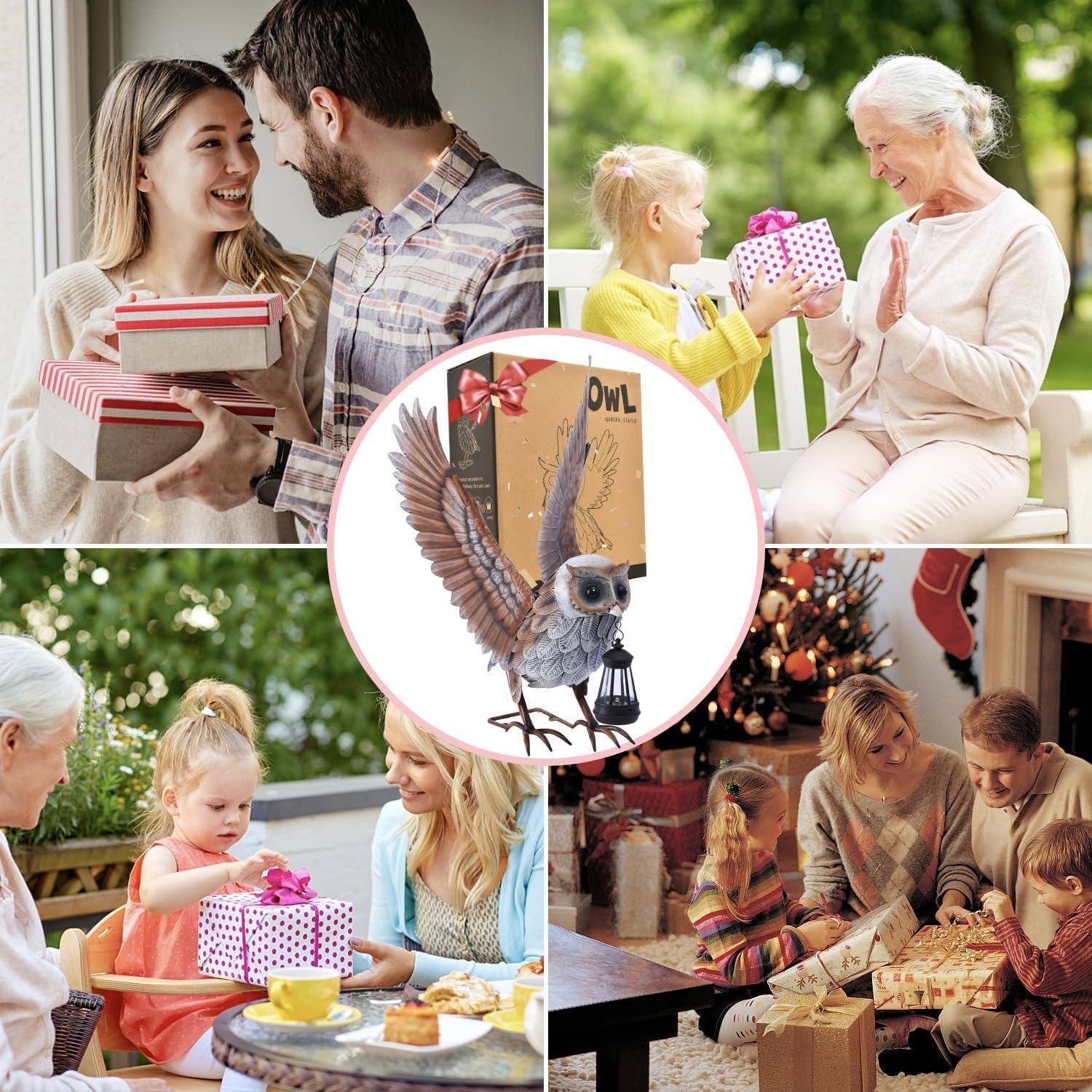 Estatua de Búho de Jardín Goodeco con Linterna Solar 53 cm