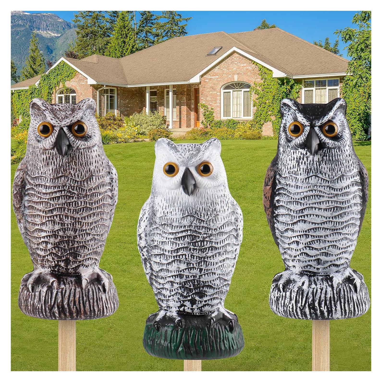 Estatua de Búho Falso Lomrsiul - 3 Paquetes, 20.5 cm