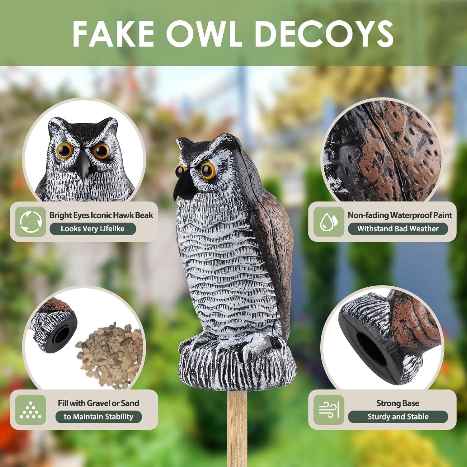 Estatua de Búho Falso Lomrsiul - 3 Paquetes, 20.5 cm