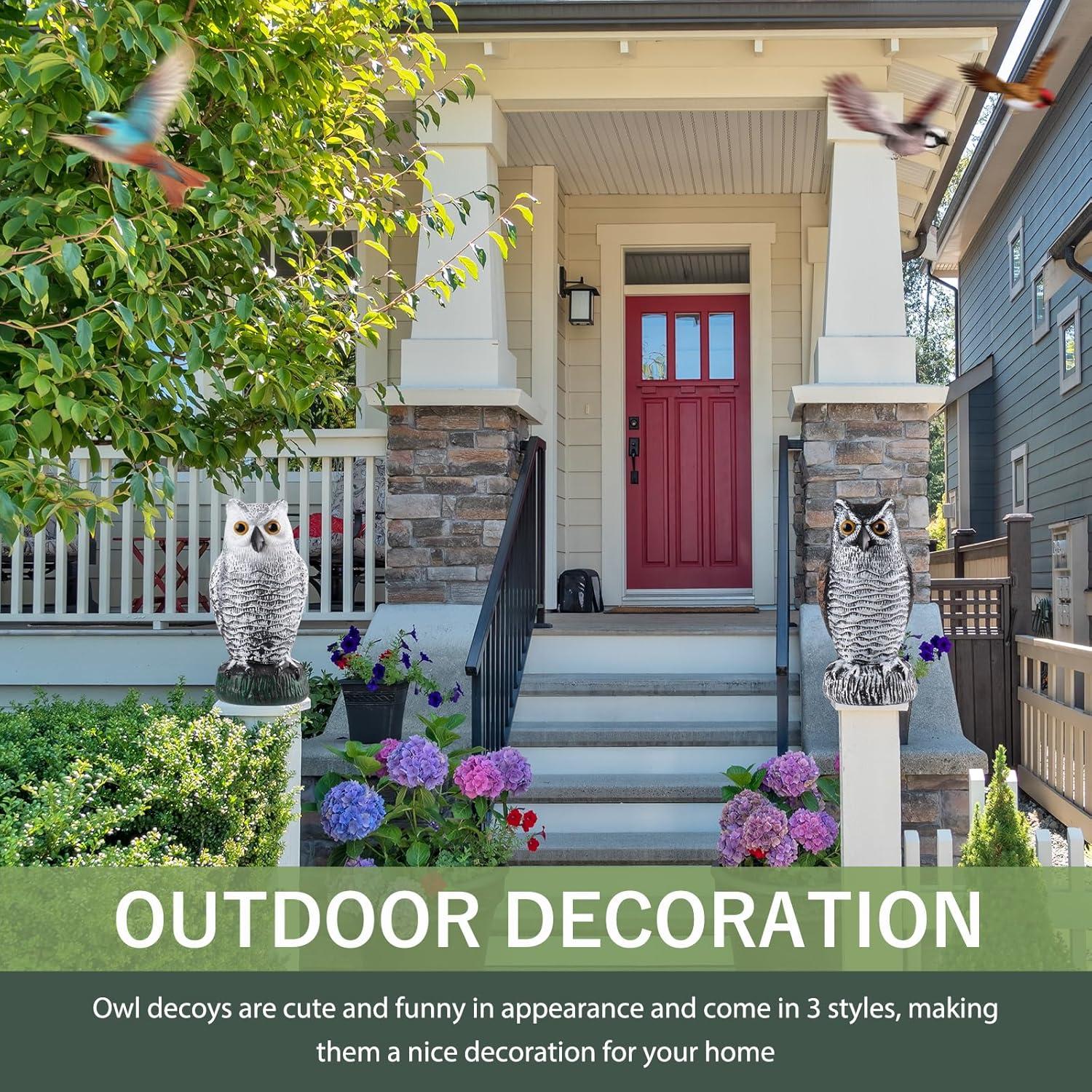 Estatua de Búho Falso Lomrsiul - 3 Paquetes, 20.5 cm