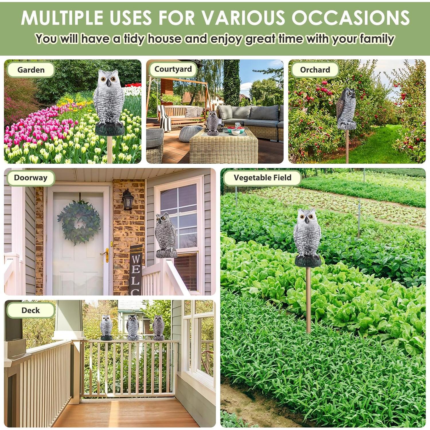 Estatua de Búho Falso Lomrsiul - 3 Paquetes, 20.5 cm