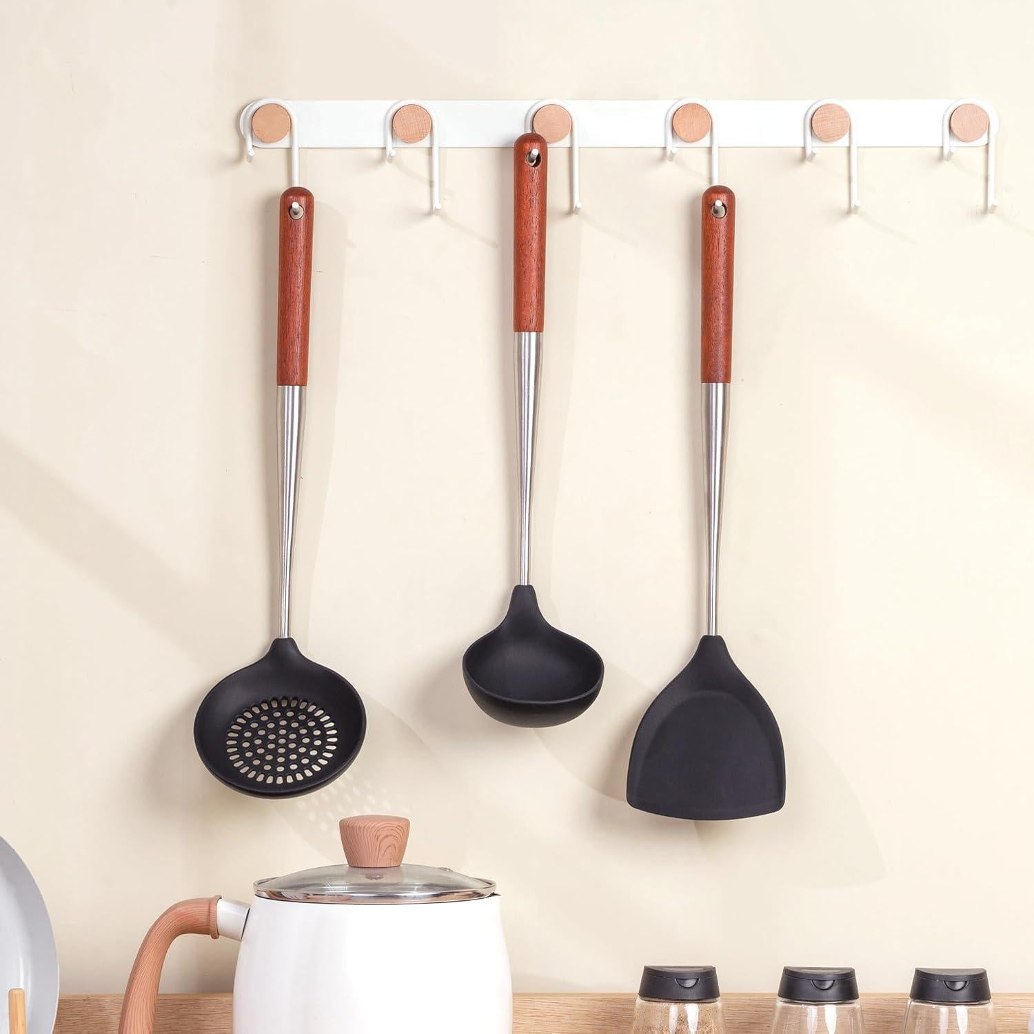 Juego de Utensilios de Cocina FJNATINH 3 Piezas Silicona Acero Inoxidable