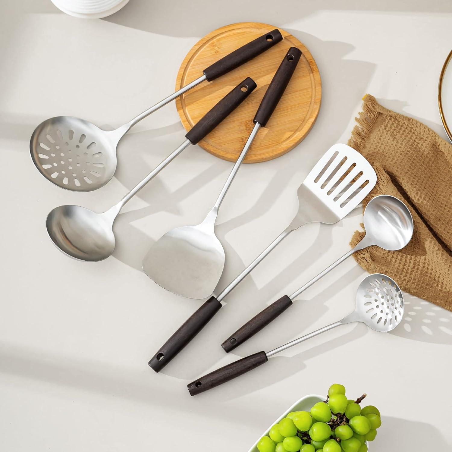 Juego de Utensilios de Cocina FJNATINH 6 PZS Acero Inoxidable