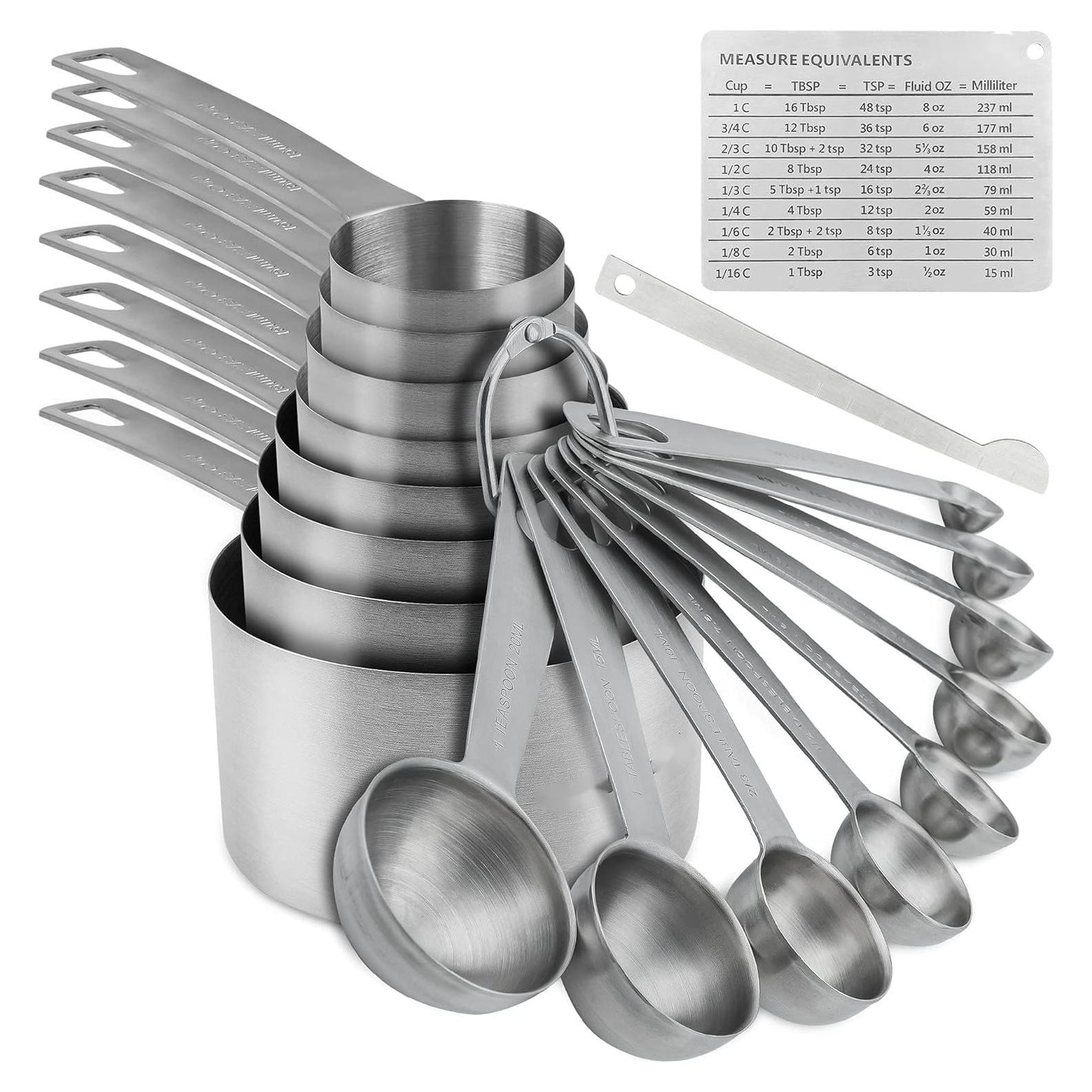 Juego de Tazas y Cucharas Medidoras Smithcraft 19 Piezas Acero Inoxidable