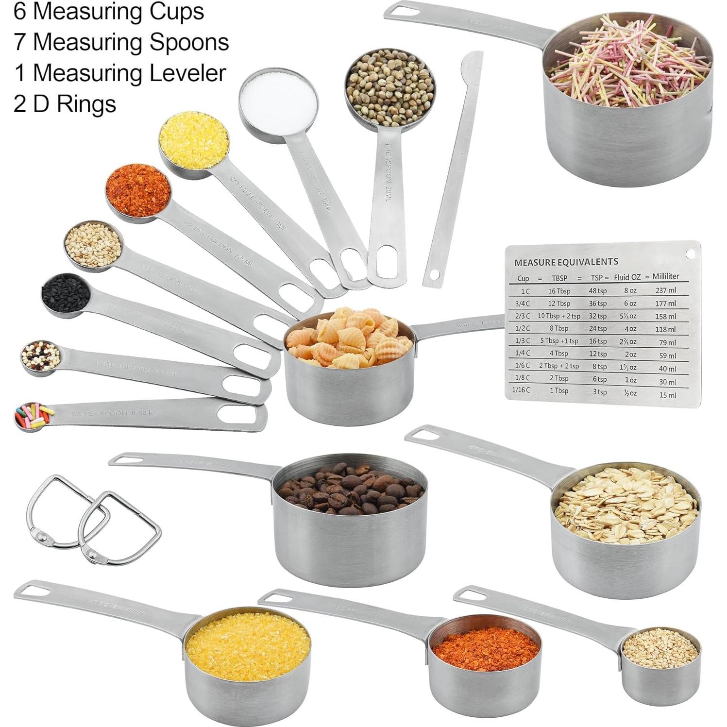 Juego de Tazas y Cucharas Medidoras Smithcraft 19 Piezas Acero Inoxidable