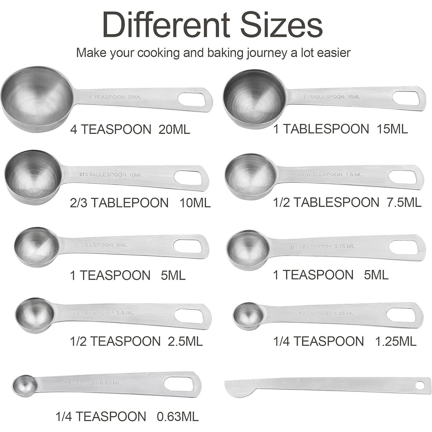 Juego de Tazas y Cucharas Medidoras Smithcraft 19 Piezas Acero Inoxidable