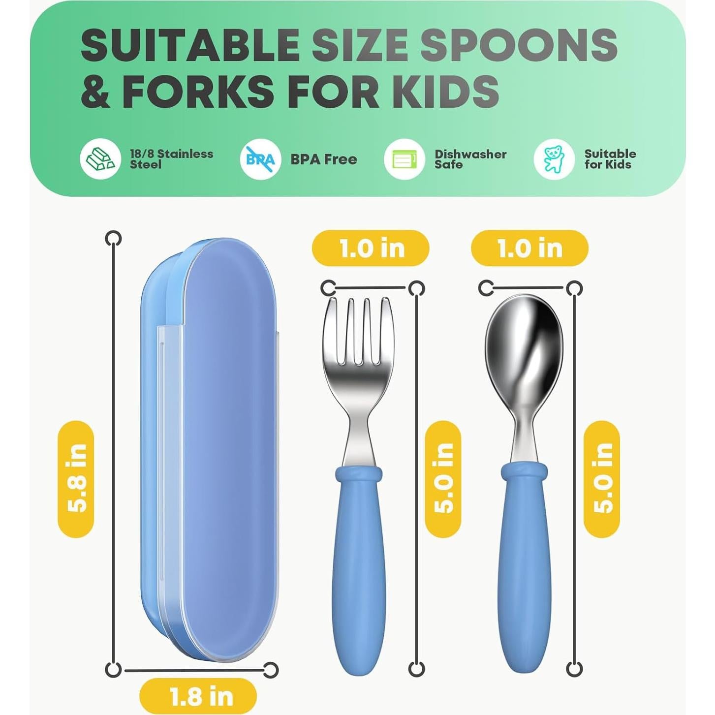 Set de Utensilios para Niños WXCWYQR - 4 Piezas Acero Inoxidable