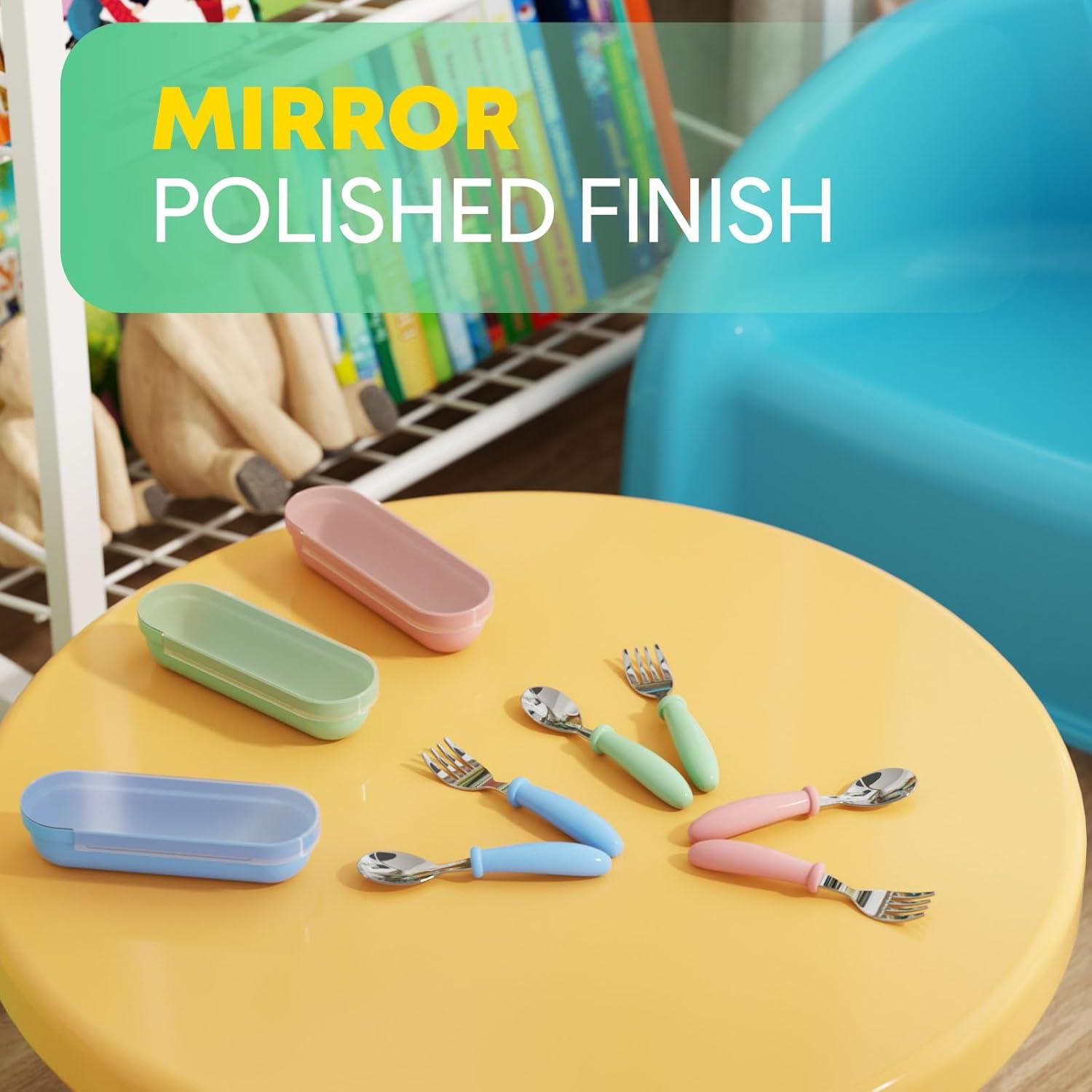 Set de Utensilios para Niños WXCWYQR - 4 Piezas Acero Inoxidable