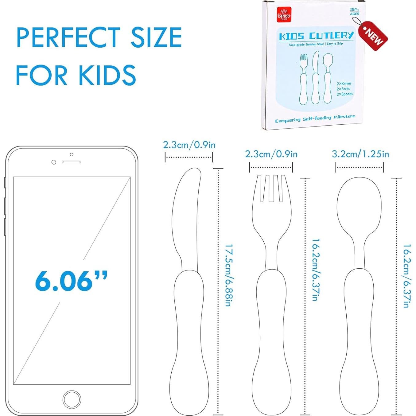 Set de Utensilios para Niños Lehoo Castle - 6 Piezas Acero Inoxidable