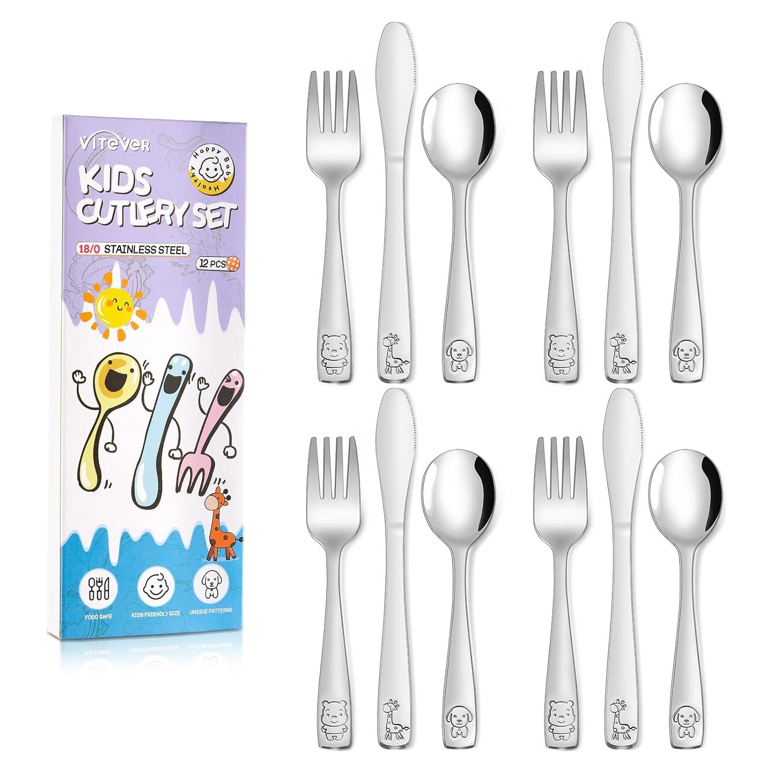 Juego de Utensilios para Niños VITEVER 12 Piezas Acero Inoxidable
