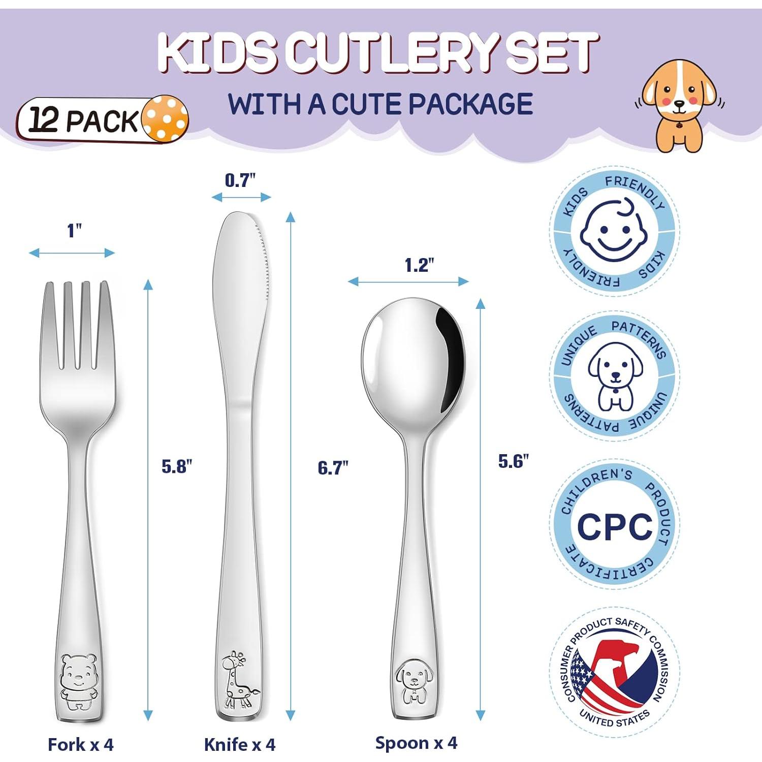 Juego de Utensilios para Niños VITEVER 12 Piezas Acero Inoxidable
