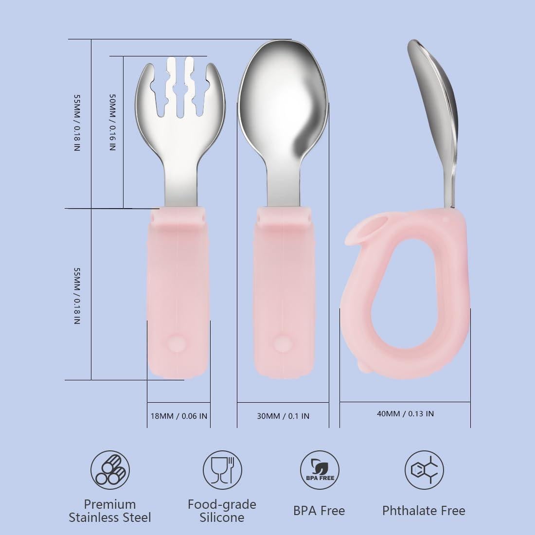 Juego de Utensilios para Niños KIFFRIDE - Cucharas y Tenedores de Acero Inoxidable para Bebés