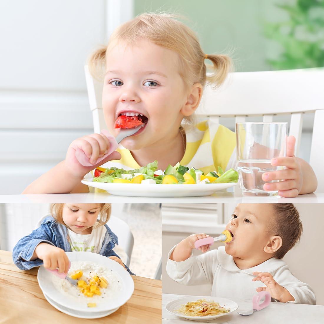 Juego de Utensilios para Niños KIFFRIDE - Cucharas y Tenedores de Acero Inoxidable para Bebés