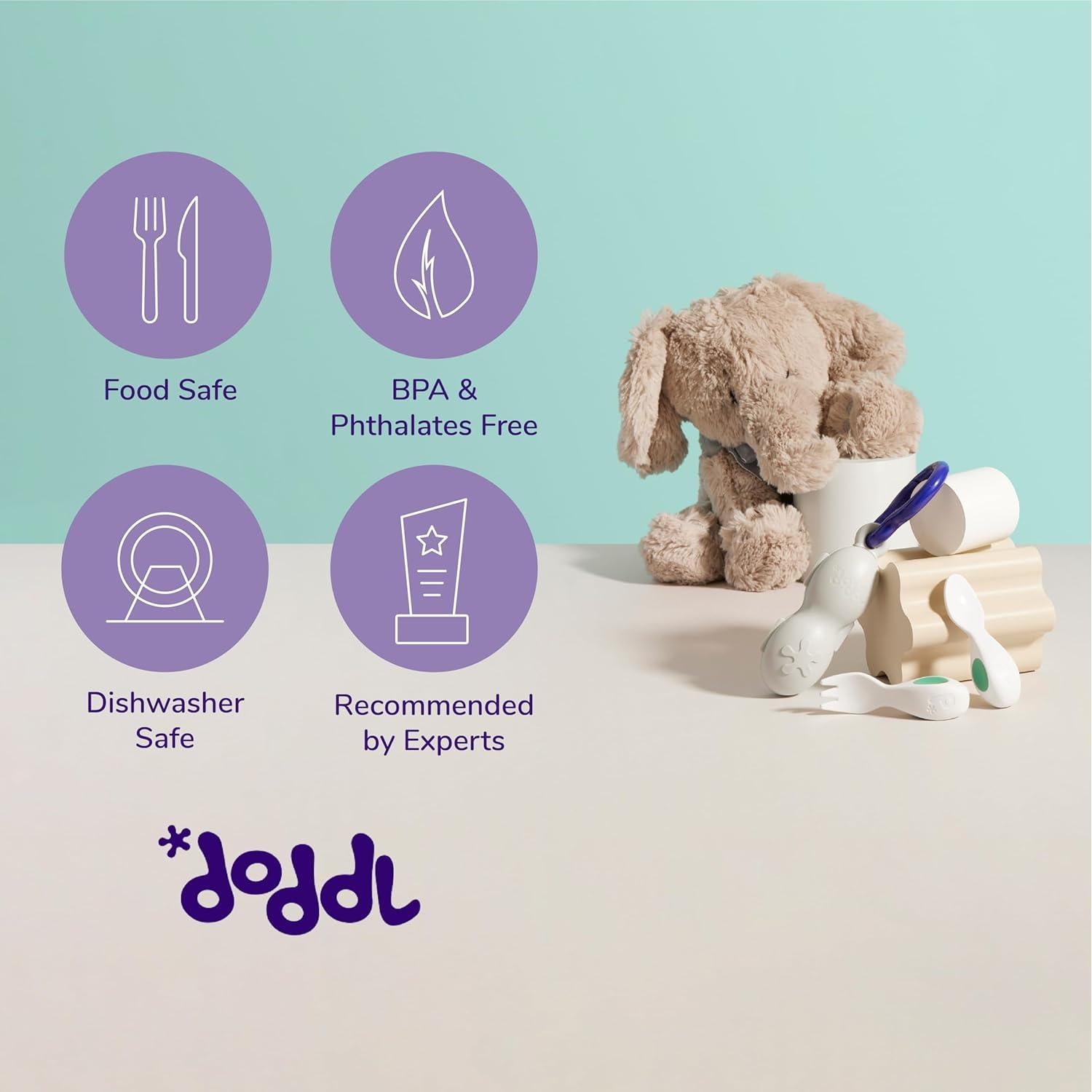 Set de Cuchara y Tenedor Doddl para Bebés - Autoalimentación
