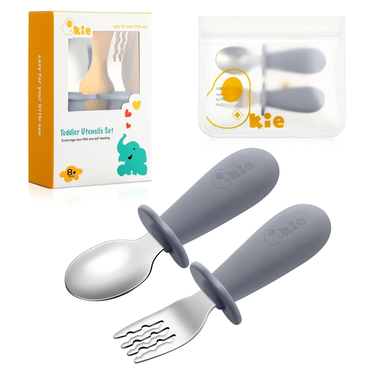 Utensilios para Niños Qkie - Cucharas y Tenedores de Acero Inoxidable