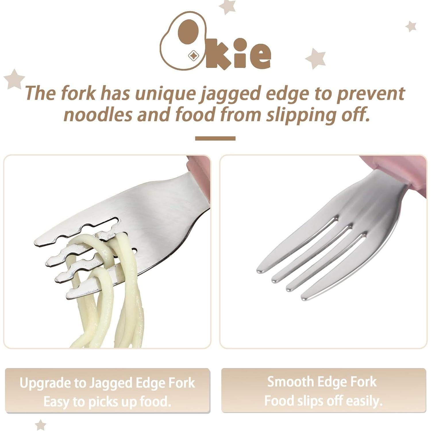 Utensilios para Niños Qkie - Cucharas y Tenedores de Acero Inoxidable