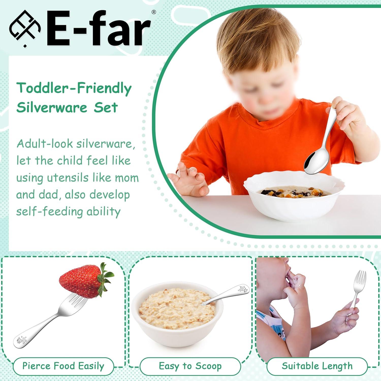 Set de Cubiertos para Niños E-far 6 Piezas Acero Inoxidable