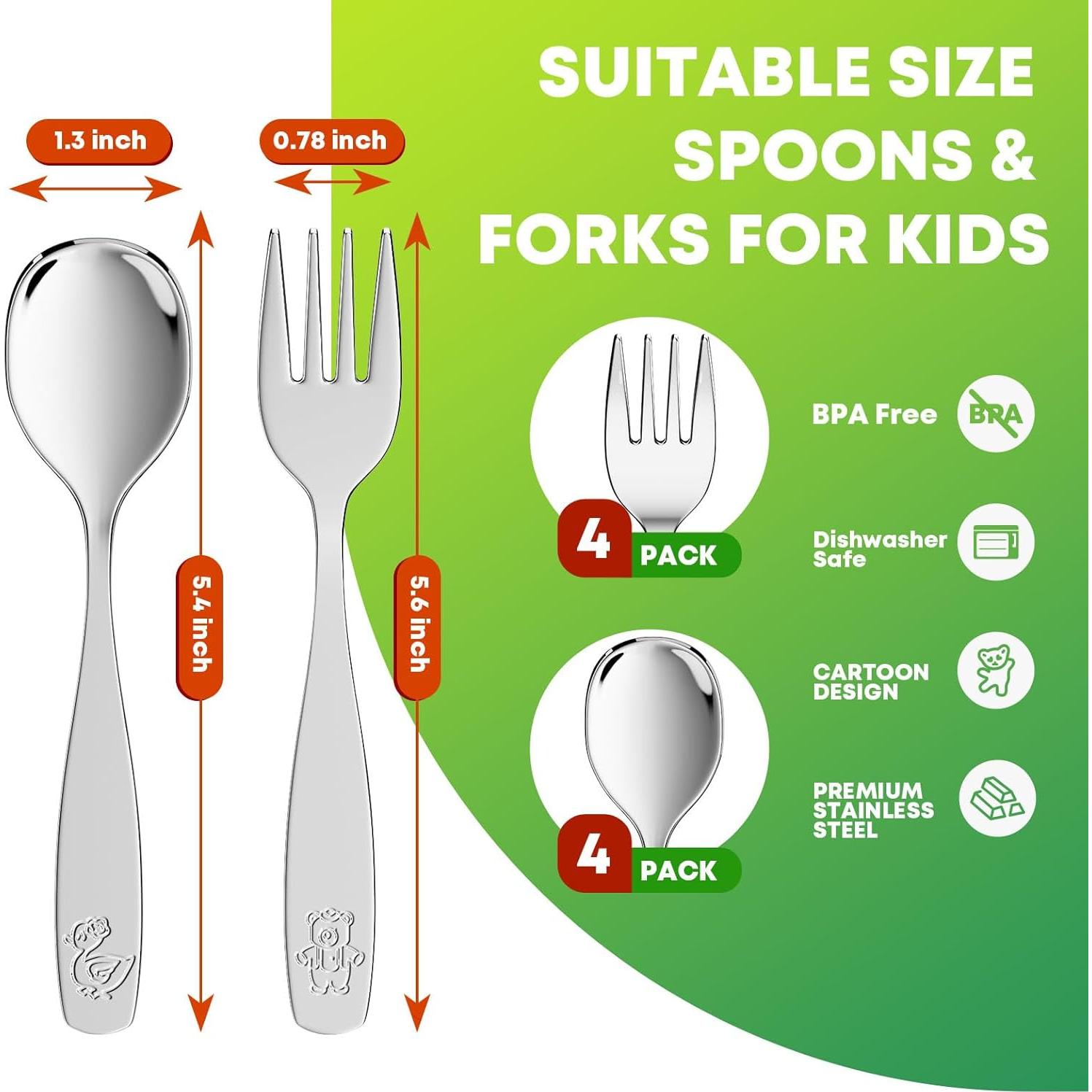 Set de Utensilios para Niños WXCWYQR - 8 Piezas Acero Inoxidable