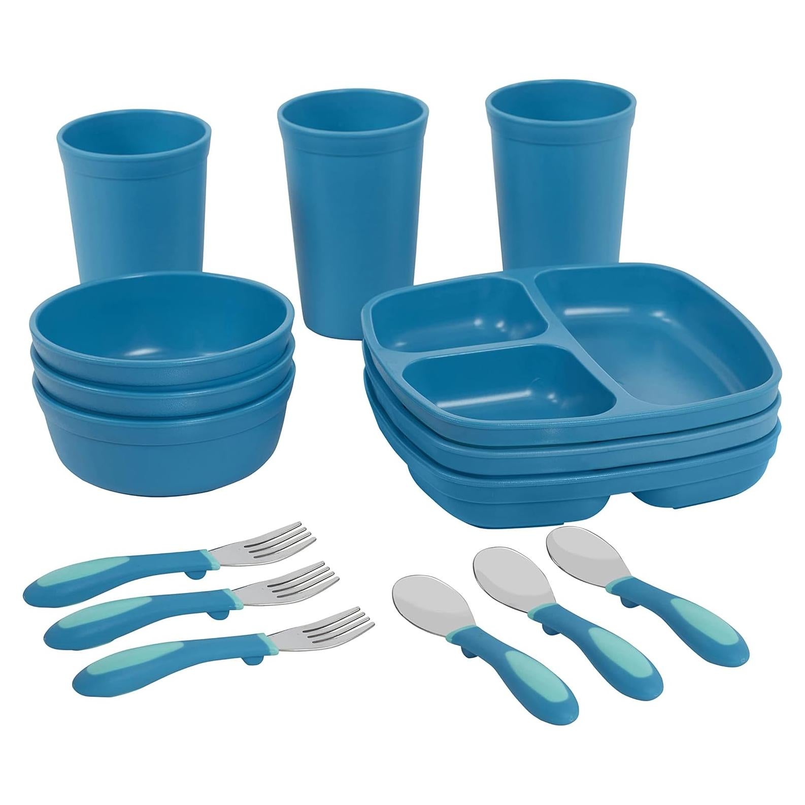 ECR4Kids Mi Primer Juego de Utensilios 15 Piezas Verde